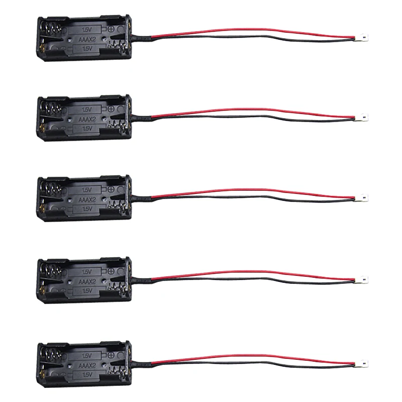 5PCS 2 Slot AAA Battery Box 3V Power Case with 12cm Leads Mini Connector RC Lighting Modification DIY Parts for Train Model