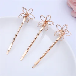 3pcs/6pcs Geometric Bobby Pins Wavy Flower Hairpins Black Hair Clips Metal Barrettes Wave Hairgrips Fashion Hair Clips for Women