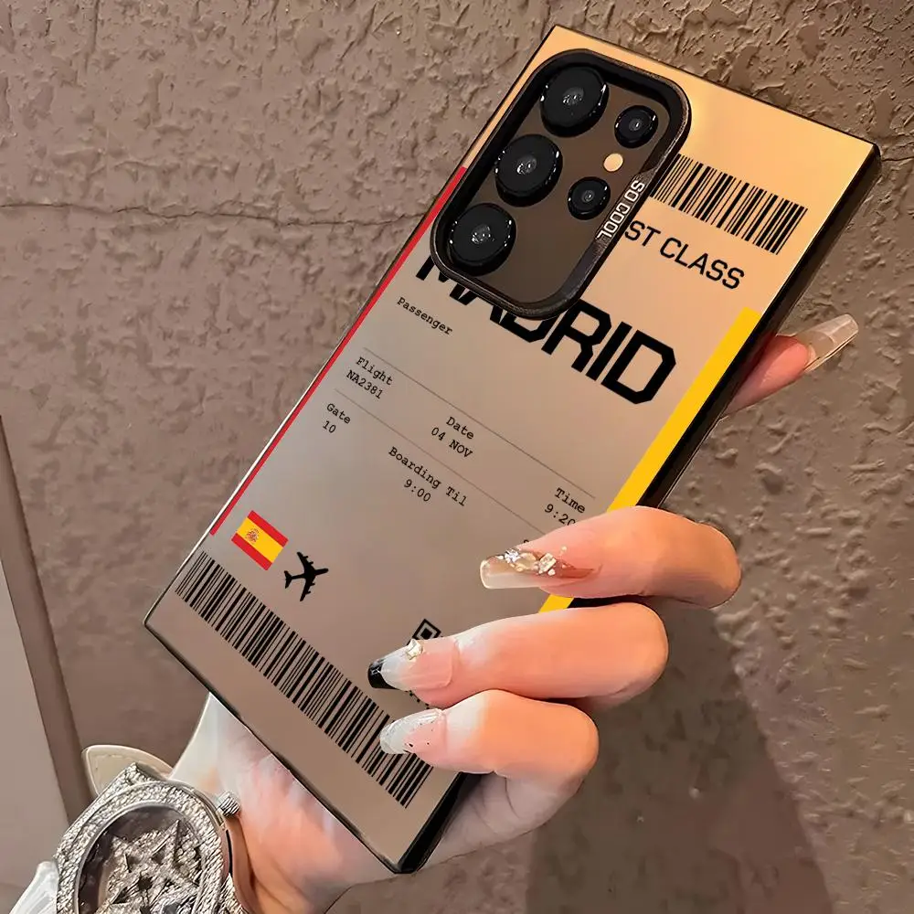 طائرة السفر تذكرة اسبانيا قضية الهاتف لسامسونج غالاكسي S25 حافة S24 S23 S22 S21 S20 الترا فوندا سيليكون الفضة جراب هاتف #3