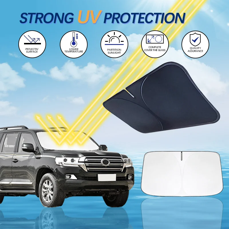 

Foldable Car Sun Visor For Toyota Land Cruiser Prado Front Windshield Sunshade Heat Insulation Summer Cooling Auto Accessories