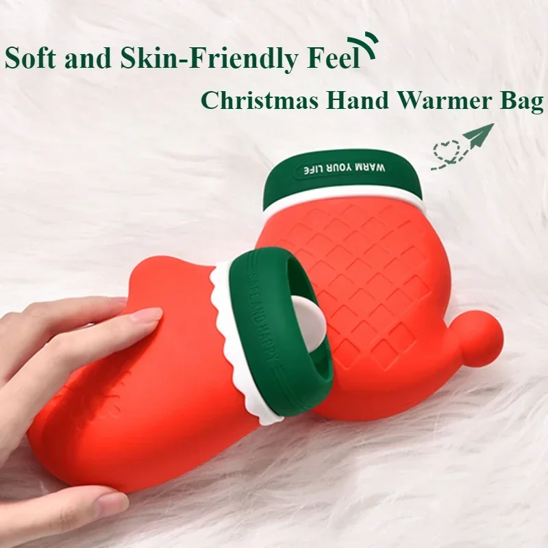 

Eary Christmas Hot Water Bottle Filling Water Hand Warmer Silicone Mini Warm Water Bag Student Children Portable with Gift Box