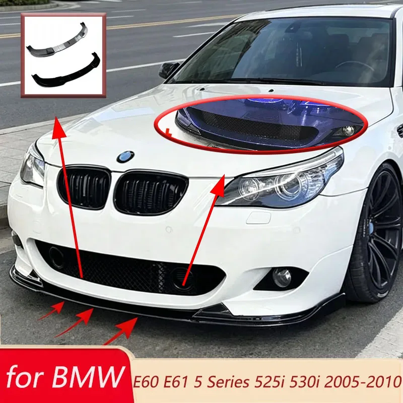 Car Front Bumper Lip for BMW E60 E61 5 Series 525i 530i 540i 550i 2005-2010 for M Sport Lower Splitter Body Kits Accessories