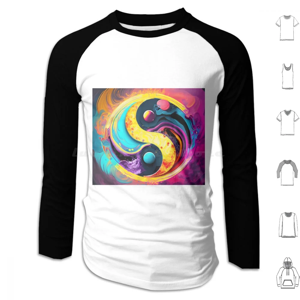 

Harmony Within Chaos Hoodie cotton Long Sleeve Modern Art Yin And Yang Balance Unity Diversity Kaleidoscope Vibrant