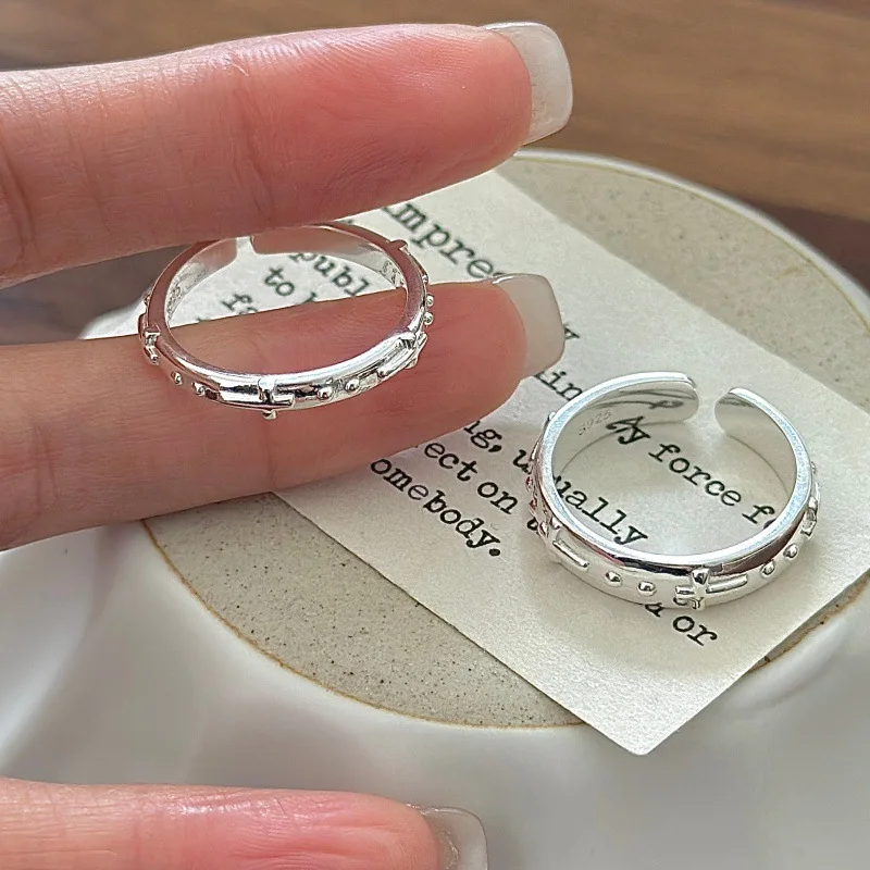

[Cciris.Com] S925 Silver Cross Ring Japanese Vintage Minimalist Hypoallergenic Wholesale Stacking Jewelry for Women