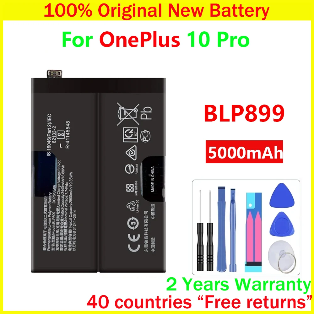 

New Original BLP899 Battery For OnePlus 10 Pro 5000mAh Replacement Batteries With Free Tools