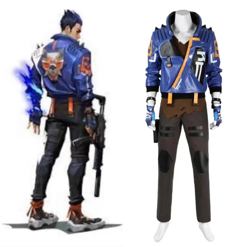 

Valorant Yoru Cosplay Costume Men Blue Uniform Halloween Carnival Outfit Full Set