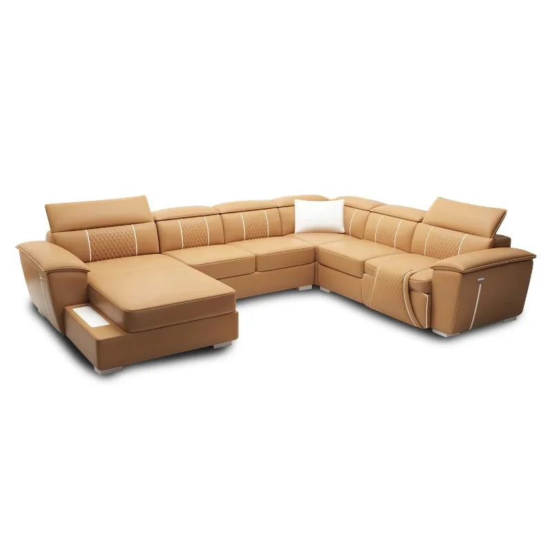 Stylish modern simple sofa Modern simple size apartment living room corner leather art sofa