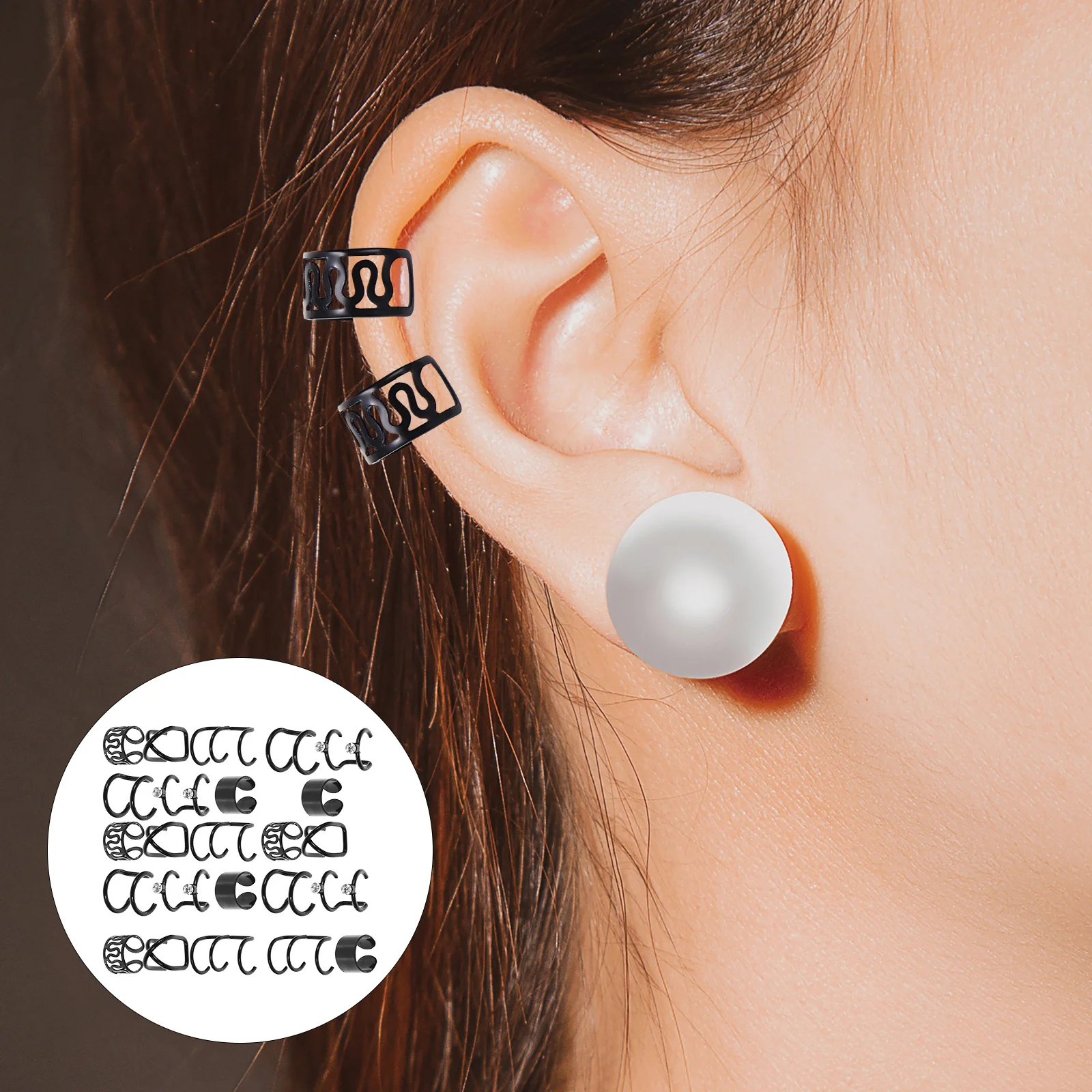 24Pcs Ear Clips Earrings Non Piercing Exquisite Design Lightweight Long Time Wearing Fashion Jewelry Ear Cuffs