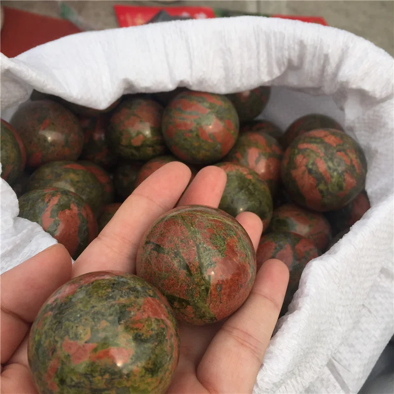 

Natural unakite sphere gemstones polished quartz crystals minerals ball healing stones garden home decoration