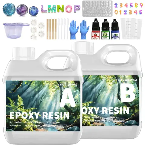 Timeless Glow Clear Resin Kit 500ML - Low Odor High Gloss for DIY Crafts & Holiday Gifts