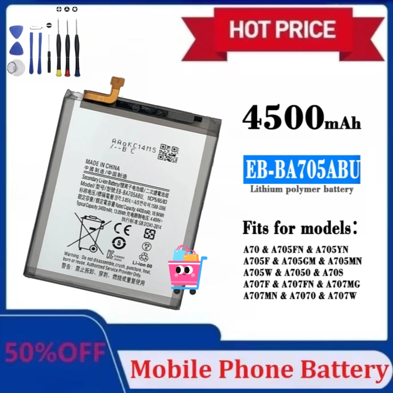

Новый сменный аккумулятор EB-BA705ABU 4500 мАч для Samsung Galaxy A70 A705 SM-A705 A705FN SM-A705W с инструментами