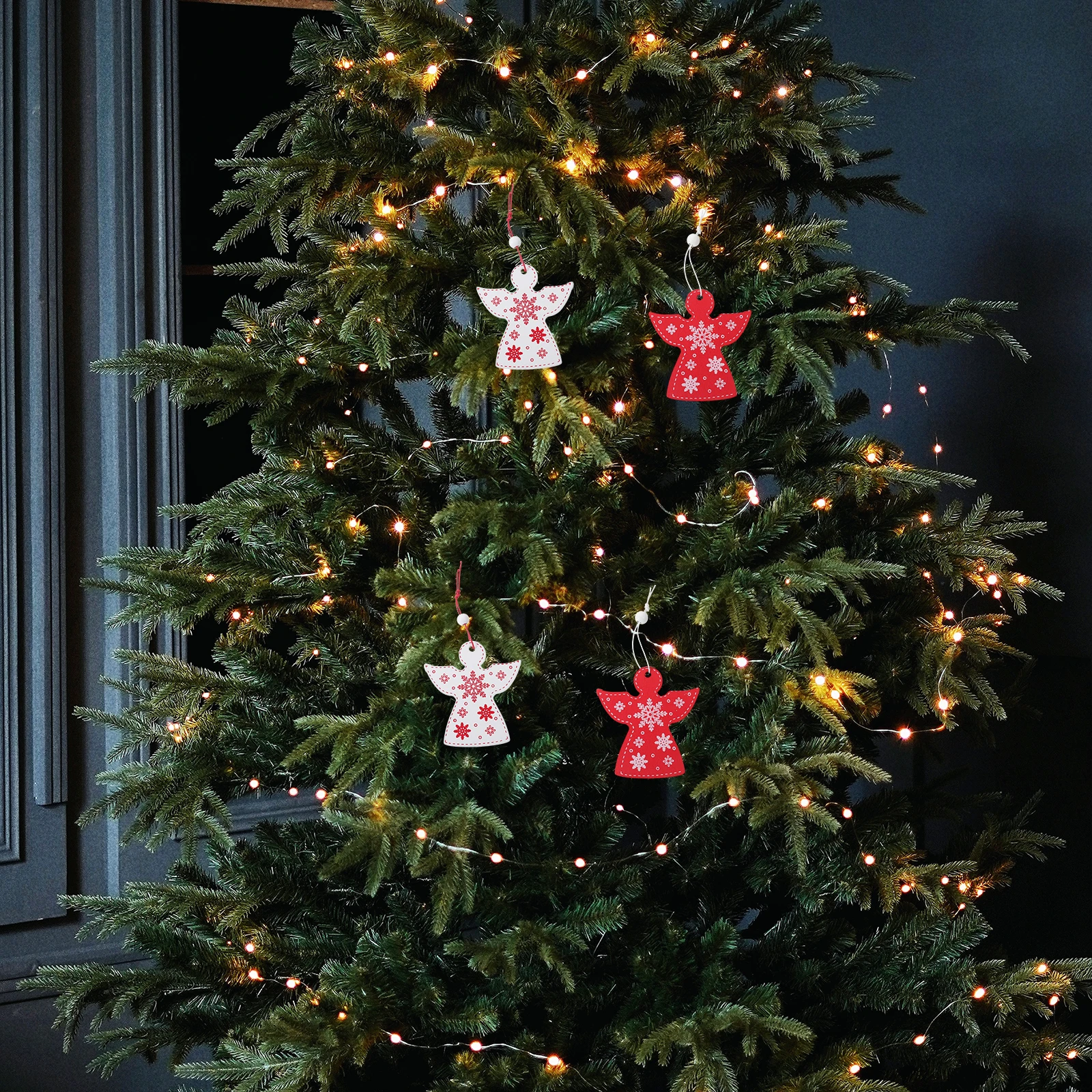 

20 Pcs Farmhouse Angels Hanging Wooden Pendant Ornaments Inflatable Christmas Tree Decors