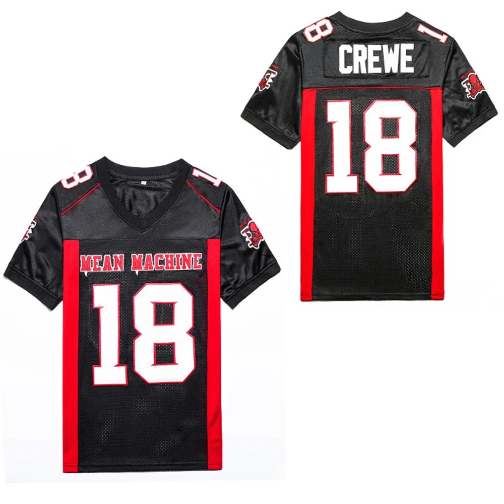 Men American Football jersey Longest Yard Mean Machine 18 Paul Crewe Sewing Embroidery Outdoor Sports Mesh Ventilation Black New