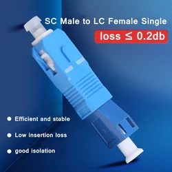 SC Male to LC Female Fiber Optic Adapter SC-LC Hybrid Optical Adapter Less than 0.2dB Fiber Optic Hybrid Adapter