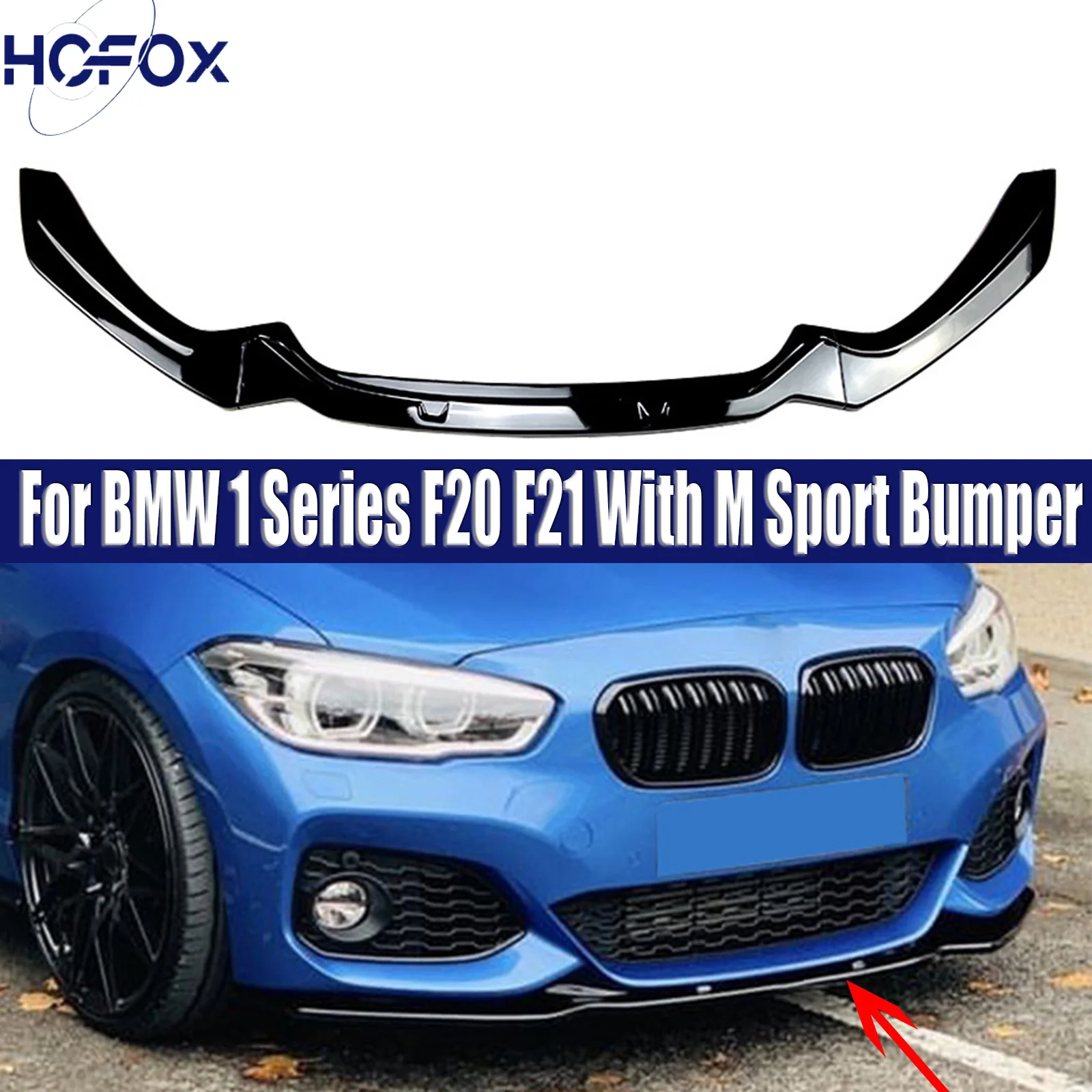

For BMW 1 Series F20 F21 With M Sport Bumper Only 2015-2019 Front Bumper Spoiler Lower Lip Blade Splitter Protector