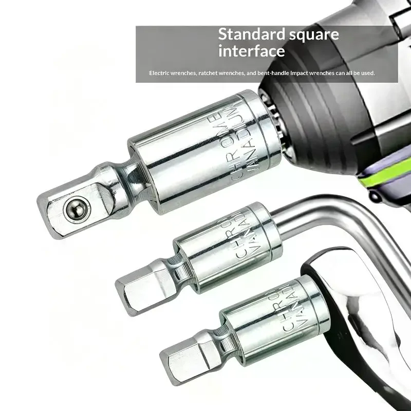 3 Pcs Durable Socket Wobble Extension Bar Set 360° Rotation Chrome Vanadium Steel for Construction Site Maintenance Jobs