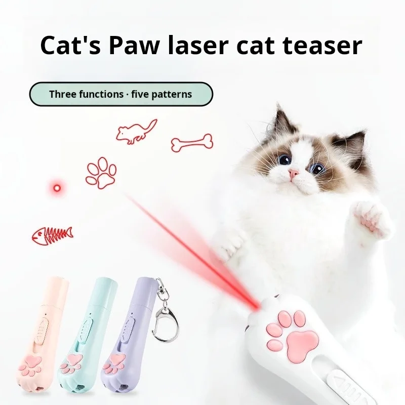 

3-in-1 Mini USB Rechargeable Infrared Laser Pen for Cats Interactive 5 Patterns Pet Supplies Fun Toy for Kittens