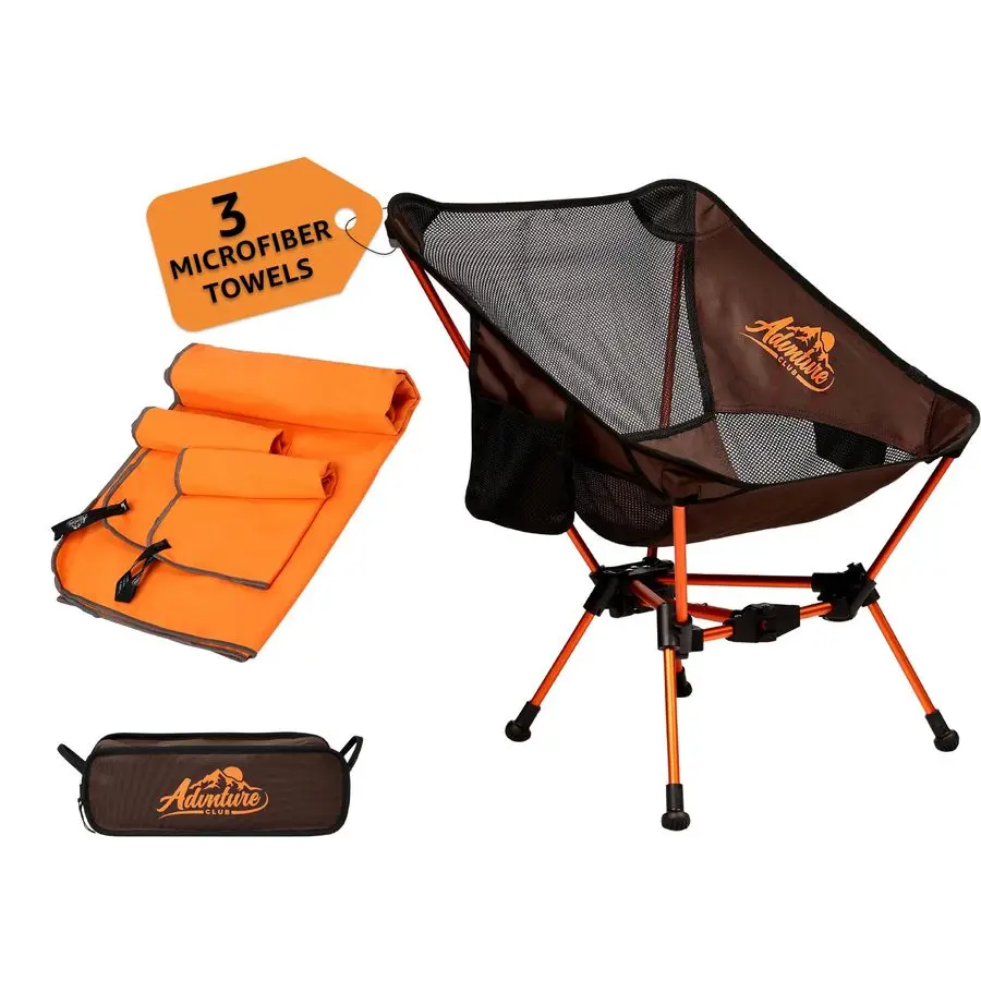 

Camping Chair with 3 Towels Compact, Foldable amp Sturdy Lightweight Backpacking Chair for Camping, Hiking, Beach, Tailgates and