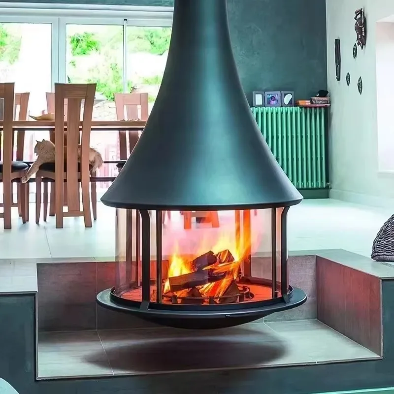 Contemporary Floating Fireplace with 360 Fire View for Open Concept