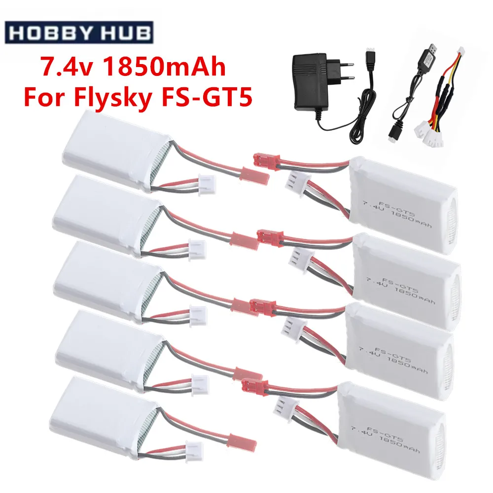 7,4 V lipo Batterie Für Flysky FS-GT5 Für MC6C MCE7 Sender RC Modelle Teile Spielzeug Zubehör Upgrade 7,4 v 1850 mAh Batterie JST