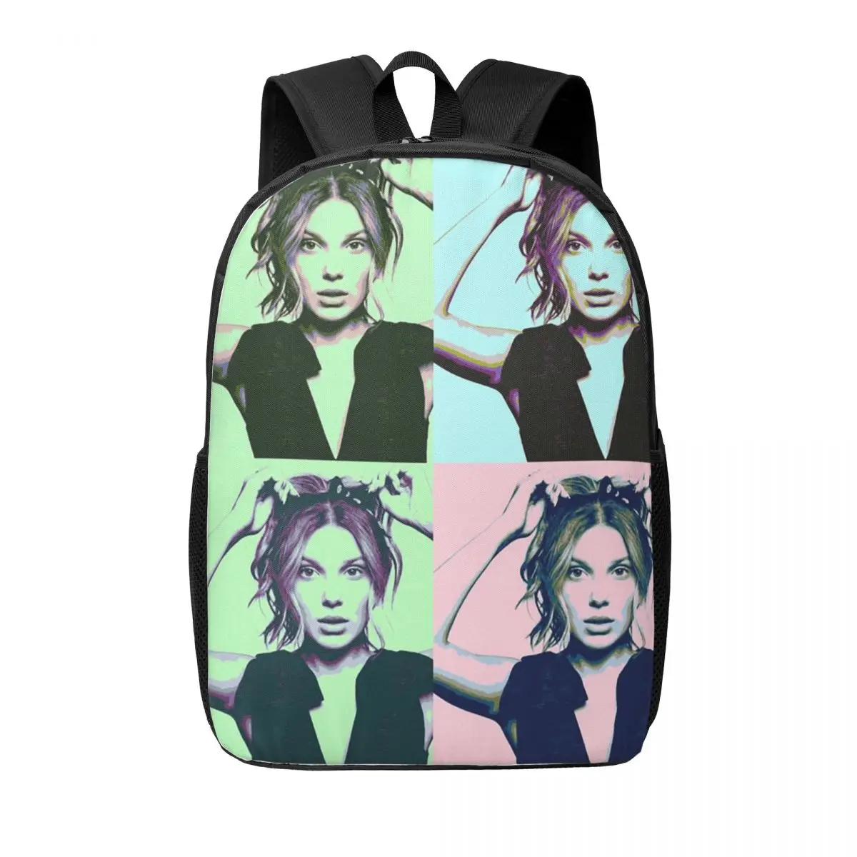 

Millie Bobby Brown Pop Art Woman Backpacks Boys Girls Bookbag Children School Bags Portability Travel Rucksack Shoulder Bag