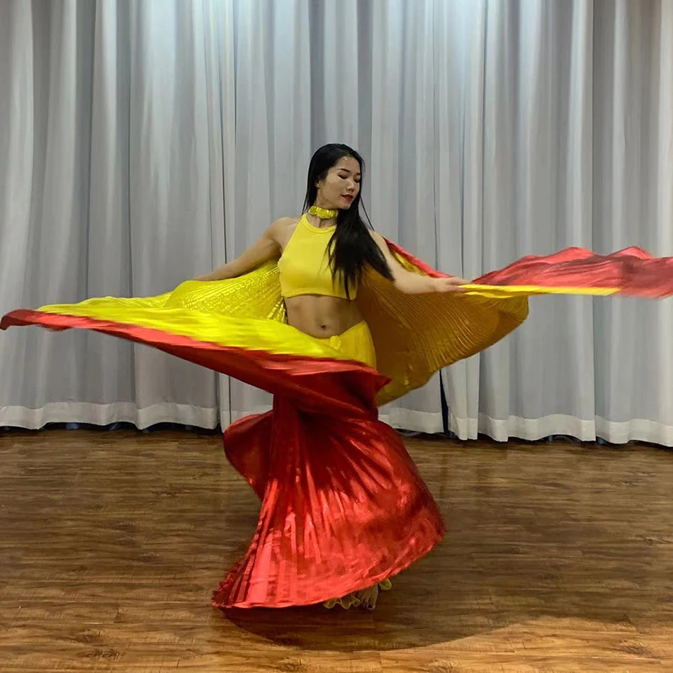 Belly Dance อุปกรณ์เสริม Isis ปีกที่สวยงาม Bollywood Eastern อียิปต์สติกเกอร์เสื้อผ้าสําหรับเด็กผู้ใหญ่ผู้หญิง Gold Wings