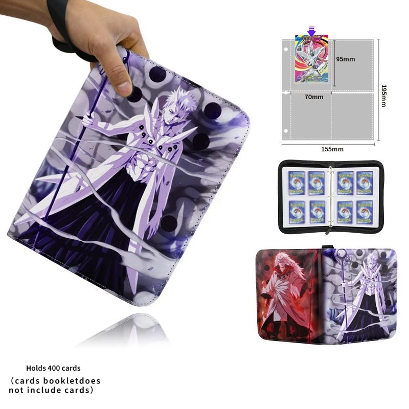 400-900pcs Card Anime Naruto Uchiha Sasuke Uchiha Itachi Collection Card Pu Zipper Game Cards Binder Holder Kids Toys Gifts