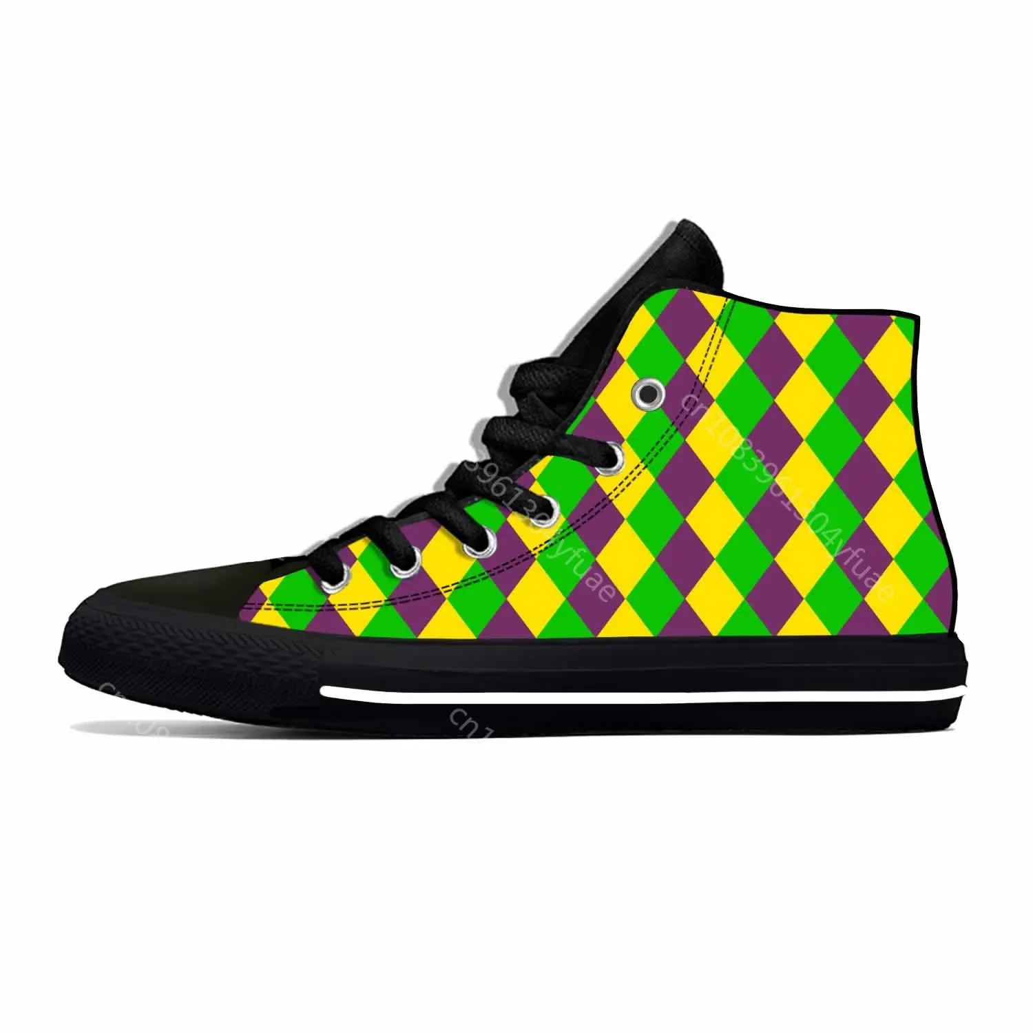 Mardi Gras Carnival Mask Feathers Beads Diamond Casual Cloth Shoes High Top Comfortable Breathable 3D Print Men Women Sneakers
