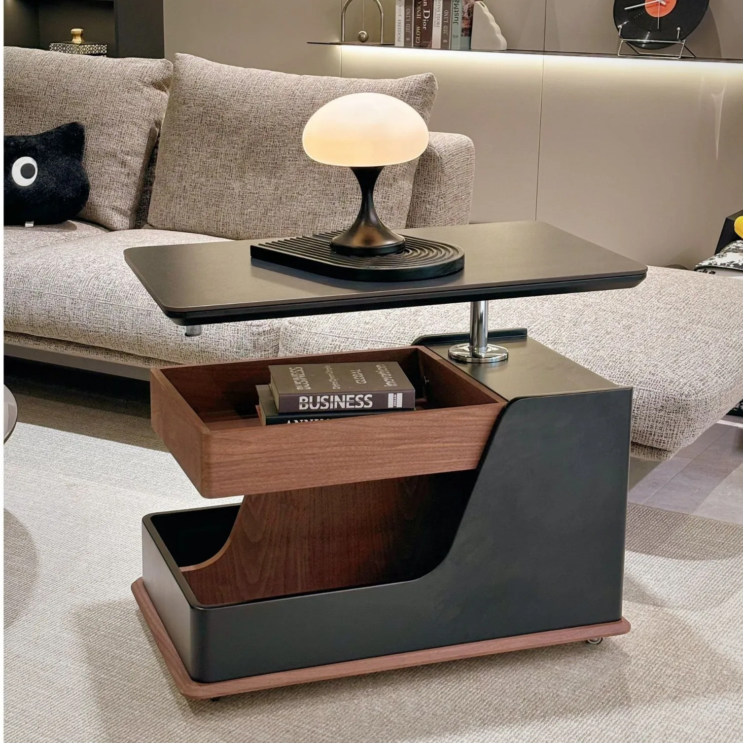 Borda do sofá de madeira maciça medieval poucos sala de estar casa canto criativo pouco moderno simples luz luxo mesa café carrinho elevador