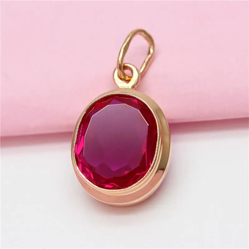 585 purple gold plated 14K rose gold inlaid oval ruby pendant choker necklace simple classic luxury wedding ladies jewelry