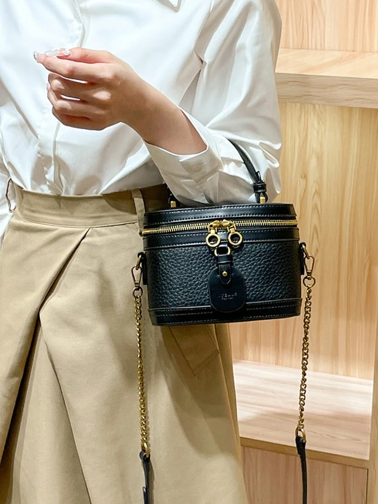 Fashionable Black Box Bag Women's Crossbody Bag Stylish Personality Small Handbag Urban Simplicity Leather Handbag