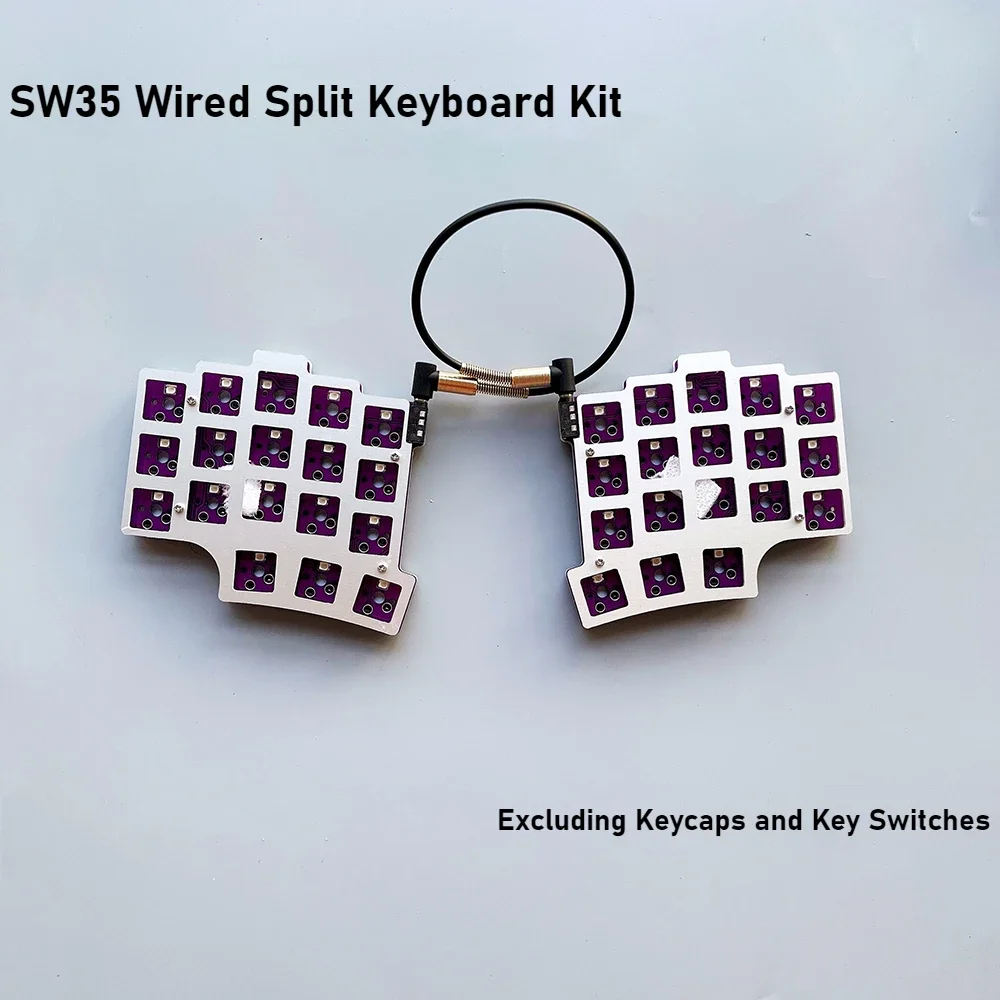 SW35 Split Keyboard Kit Wired RGB Hot Swap Custom Ergonomic Keyboard Support Vial QMK Left and Right Handed Mechanical Keyboard