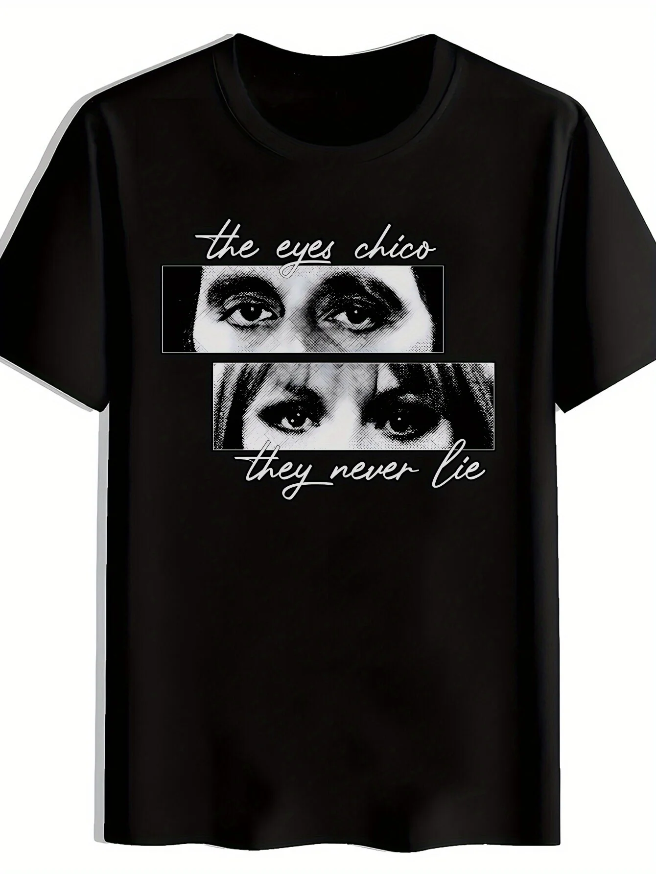 

Мужская футболка с рисунком SCARFACE The Eyes Chico They Never Lie Design, черный повседневный летний топ с короткими рукавами и круглым вырезом