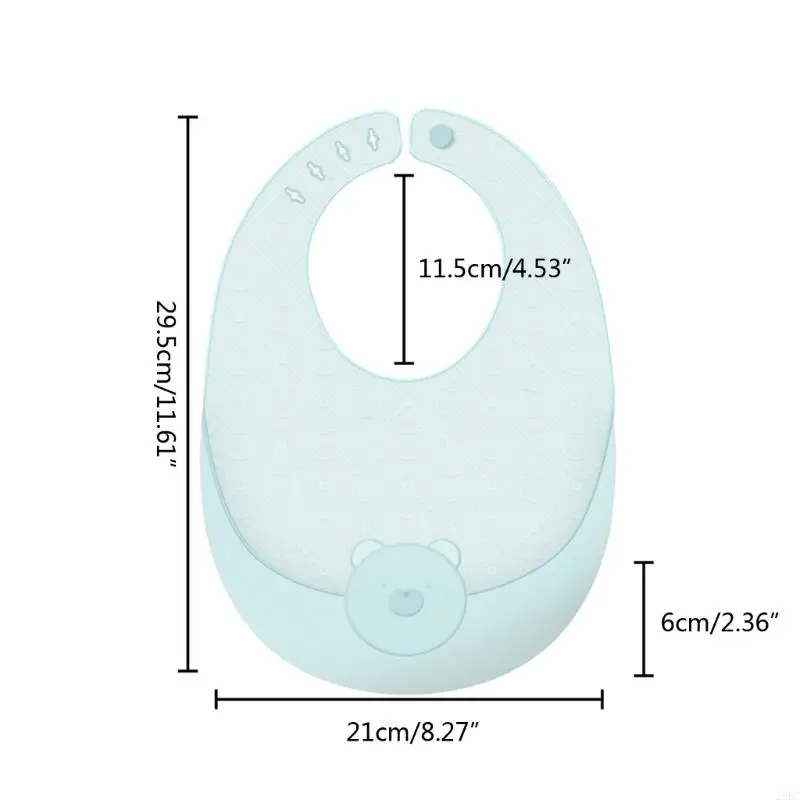 28EC Waterproof Baby Bibs with Meal Pocket Silicone Burp Cloth 4-Gear Adjustable for Feeding & Teething Infant Saliva Towel