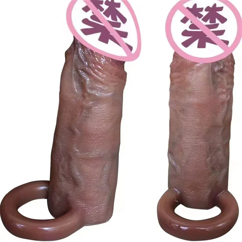 Super Realistic Penis Sleeve Reusable Cock Sleeve Extender Artificial Dick Enlargement Delay Ejaculation Couples Condom Sex Toys