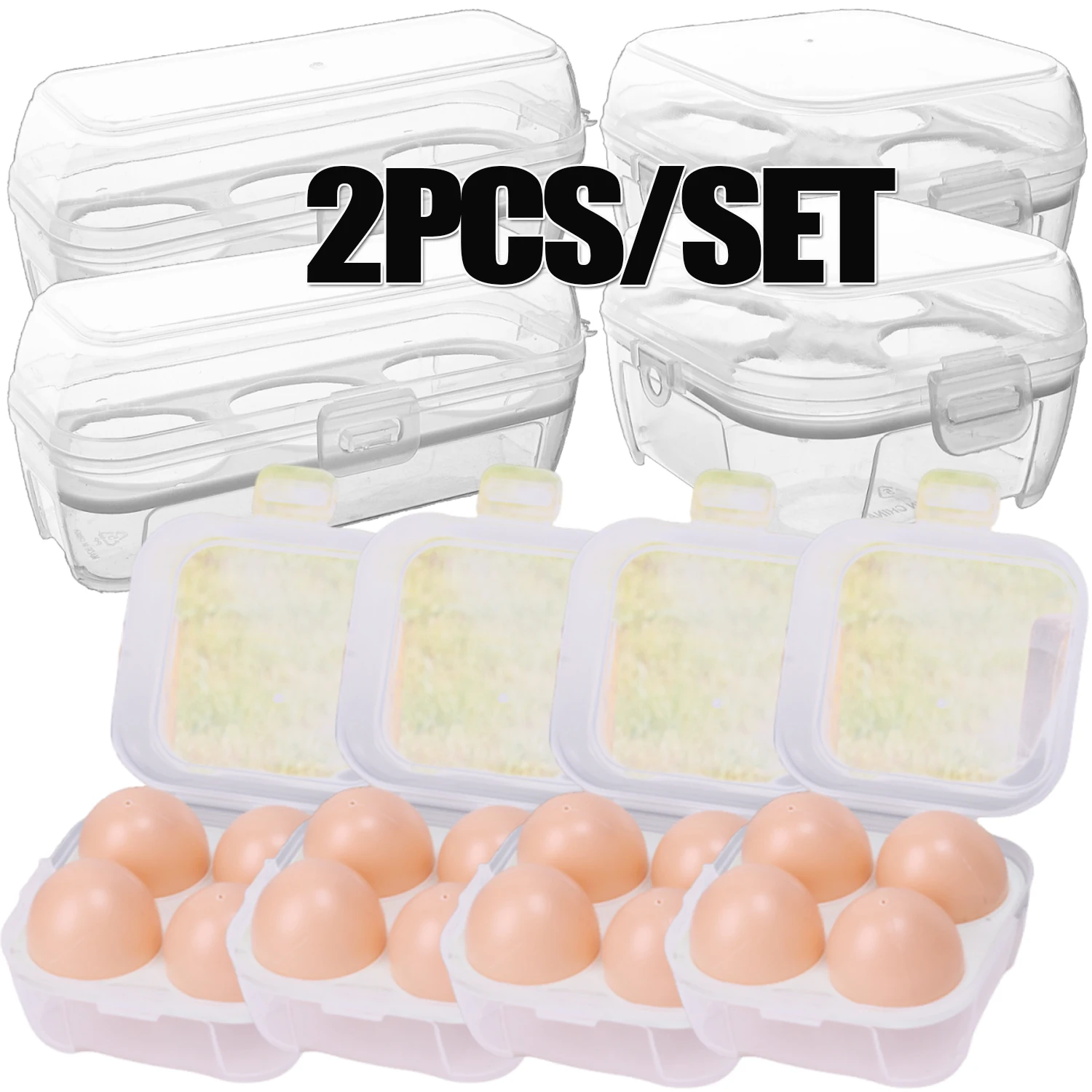 صندوق تخزين البيض المقاوم للصدمات في الهواء الطلق مع صينية بيض شفافة وصينية بلاستيكية حاوية تخزين بيض الثلاجة المحمولة 1/2 قطعة #6