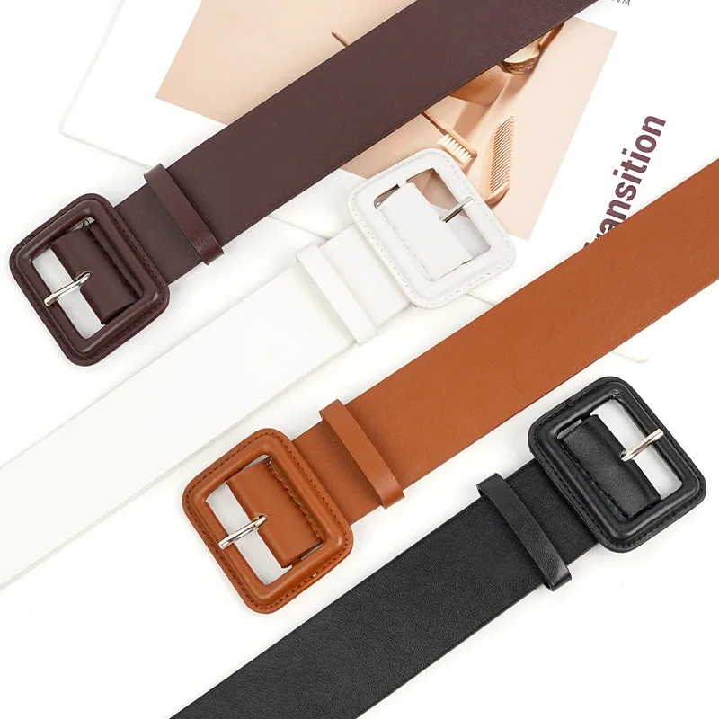 Jupes pour femmes de haute qualité avec ceintures, ceintures larges simples pour femmes, ceintures en cuir PU, marque de créateur à la mode et luxueuse