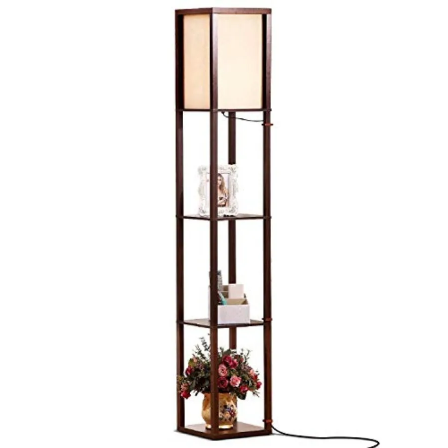 

Maxwell - Modern Shelf Floor Lamp with Lamp Shade and Warm LED Bulb Corner Display Floor Lamp with Shelves for Living Room Bedr