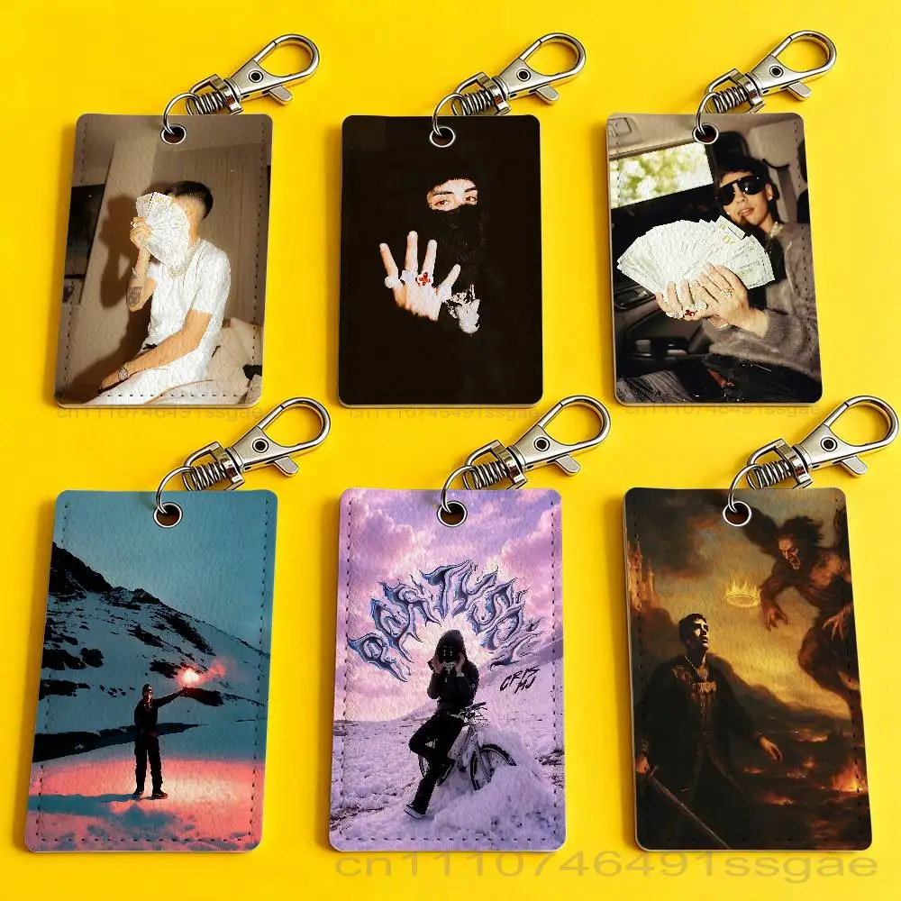 

C-Cris M-Mj Apocalipsis Card Case Leather Card Holder Keychain Key Ring Door Access Tags ID Card Case Keychain