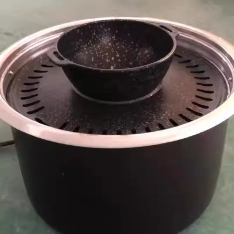 

Commercial round top exhaust smoke roasting, integrated self-service hot pot barbecue dual-purpose while roasting