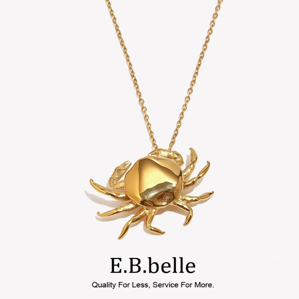 Cute Little Crab Pendant Necklace Gold Silver 316L Stainless Steel