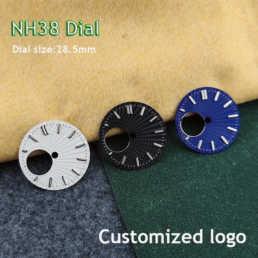جديد 28.5 مللي متر NH38 قرص شعار مخصص ساعة رجالي قرص أخضر متوهج مناسب لملحقات ساعة الحركة NH38