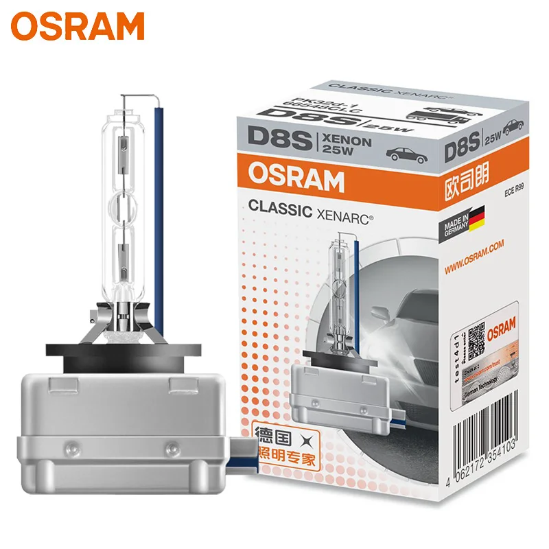 Bombilla OSRAM D8S 25W CLASSIC Xenon HID para Faros Delanteros de Automóvil PK32d-1 66548 CLC Original 4500K Blanca Estándar Genuina Alemania ECE