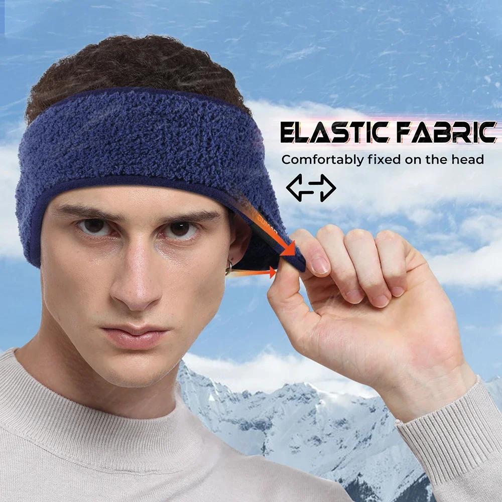 Fleece Sweatband Running Sport Fit Yoga Elastic Winter Headband Gym Cycling Tennis Outdoor Ear Cover Soft Hair Bandage Men Women