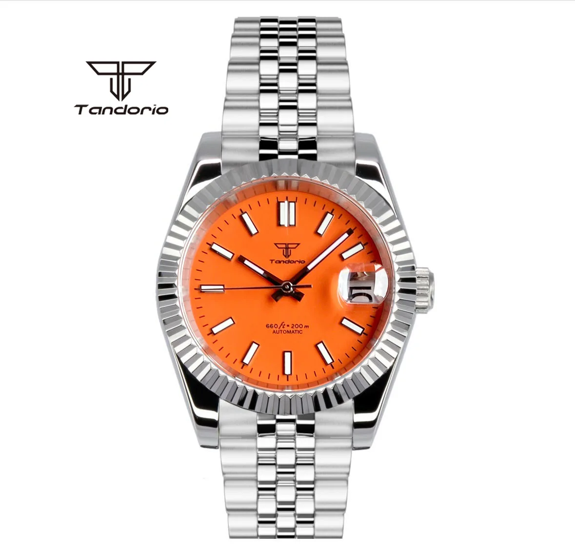 Tandorio Steel Classic NH35A 36mm/39mm Automatic Mechanical Watch for Men Sunburst Date Sapphire Crystal Wristwatch Luminous