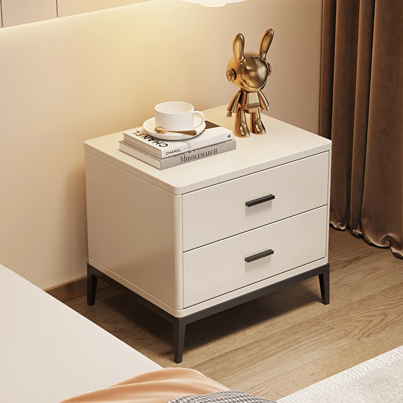 White modern simple storage cabinet net red bedside table Nordic small apartment paint minimalist installation free installation