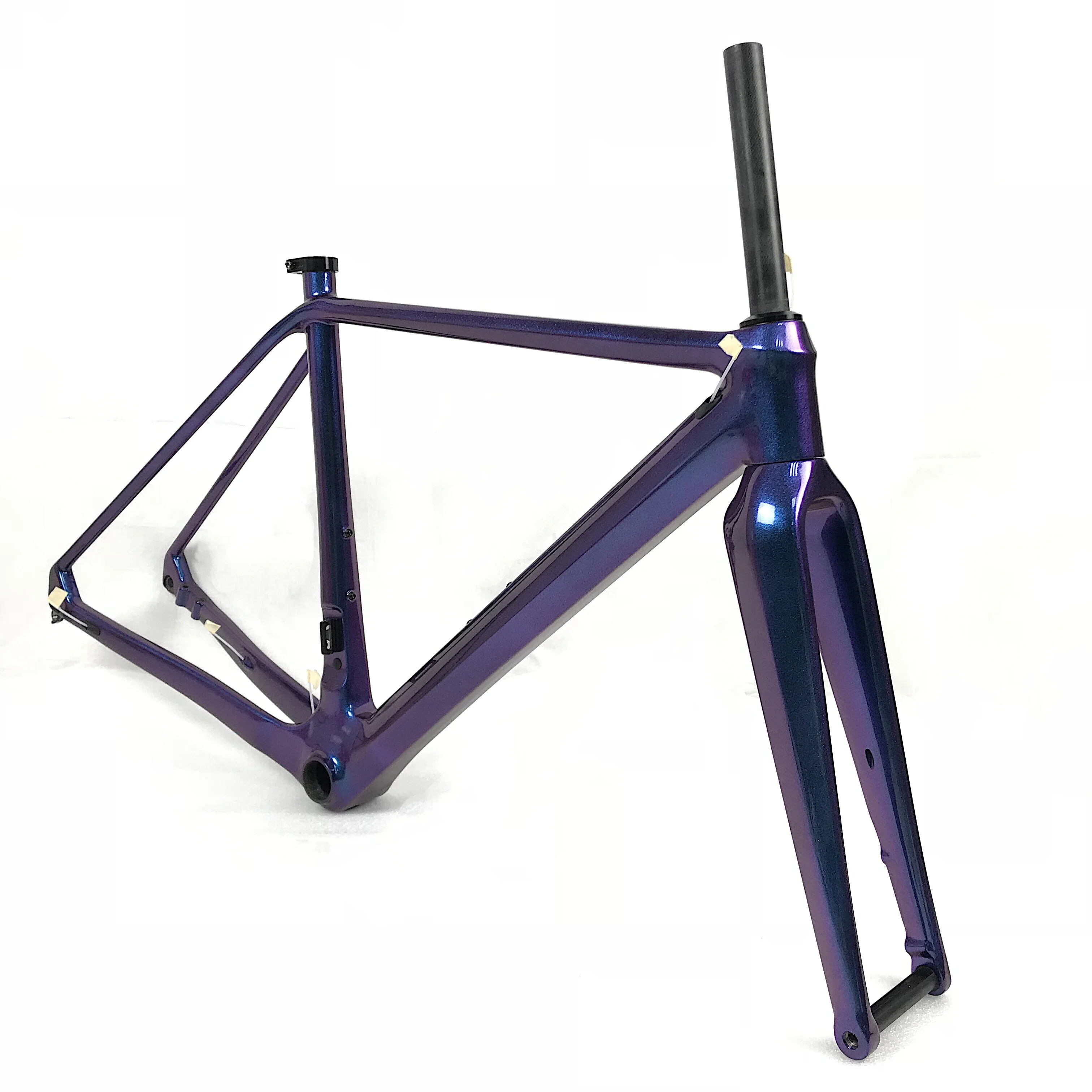 Beautiful gravel carbon disc brake bicycle frame with chameleon painting