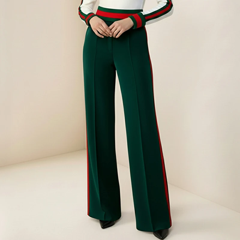 Modigirl femmes Vintage élégant fête 2 pièces pantalon ensemble 2026 contraste couleur haut rayé pantalon à jambes larges élégant dames ensembles