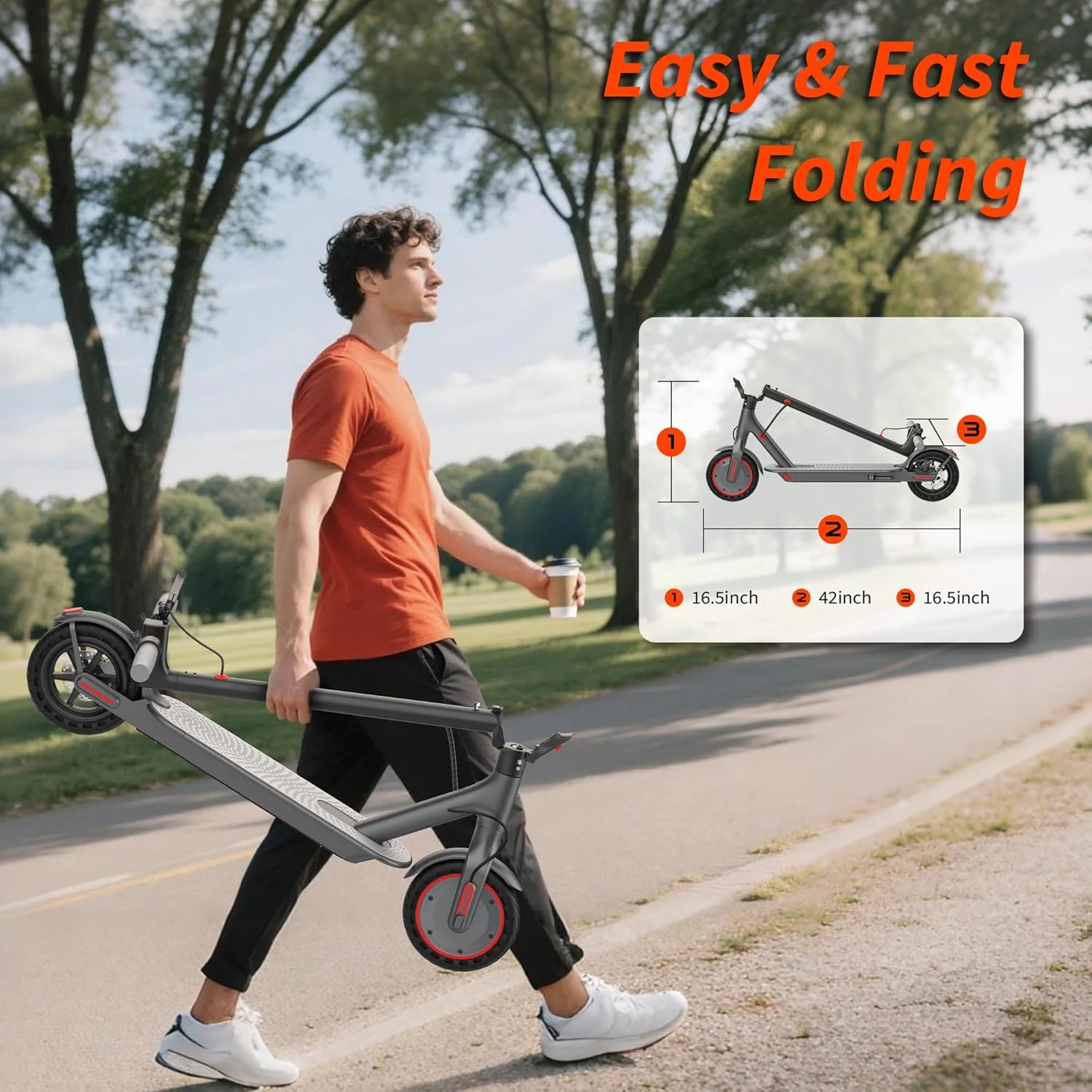 350W Electric Scooter for Adults – 10.5Ah Battery, 19MPH Max Speed, 21-Mile Range, Smart APP Control & Foldable Design 5
