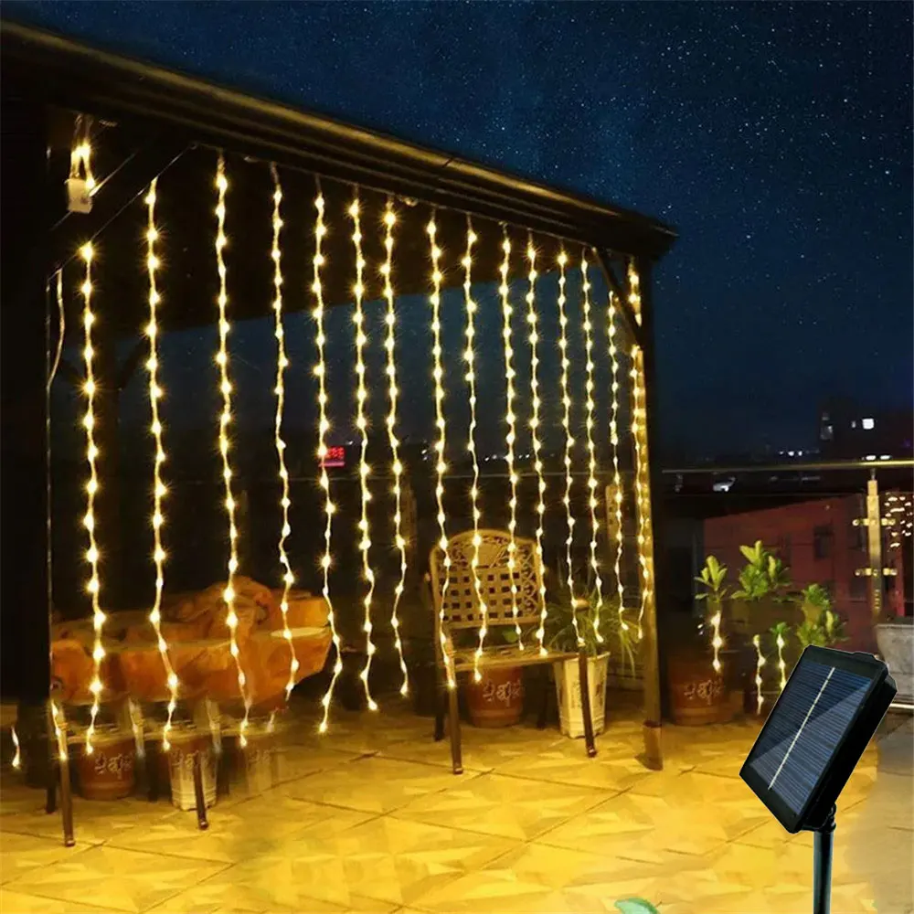 

LED 3M/6M Outdoor Holiday Light Wedding Decor Solar Fairy Curtain String Light Garden Garland Festoon Room Decoration Christmas